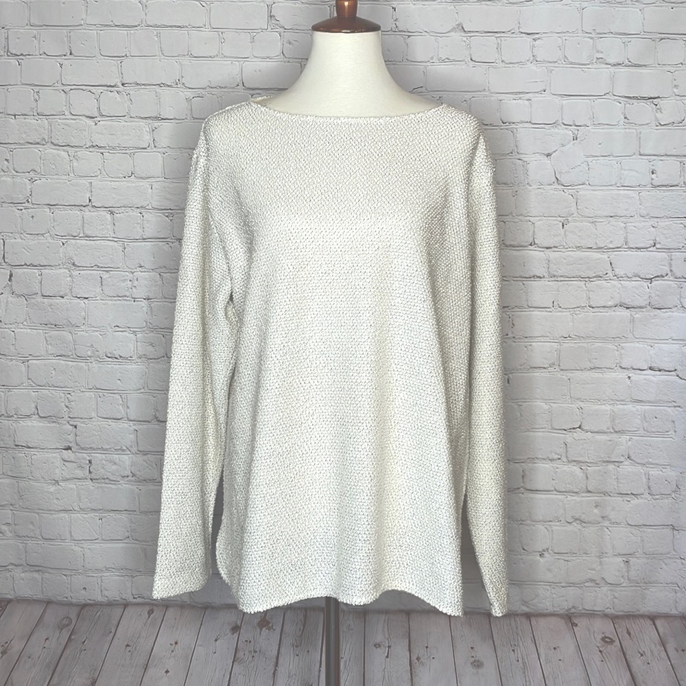 NEW! H&M sweater ivory with black wide neck size XL
